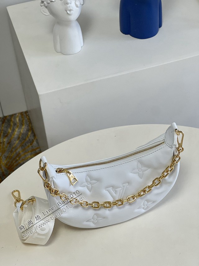 LV專櫃2023新款Over The Moon月亮手袋 M59959白 路易威登Monogram刺繡腋下肩背斜挎女包 dn1198
